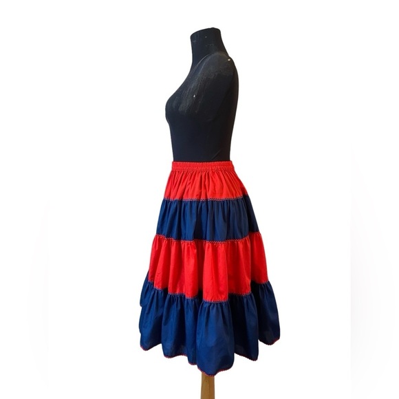 Vintage Red/Blue Striped Dancing Circle Skirt - Picture 7 of 14